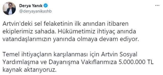 Sel felaketinden etkilenen vatandaşlar için 5 milyon TL kaynak aktarımı Sel felaketinden etkilenen vatandaşlar için 5 milyon TL kaynak aktarımı