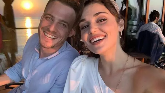 Hande Erçel-Kerem Bürsin çifti, sette öpüşürken hayranlarına yakalandı