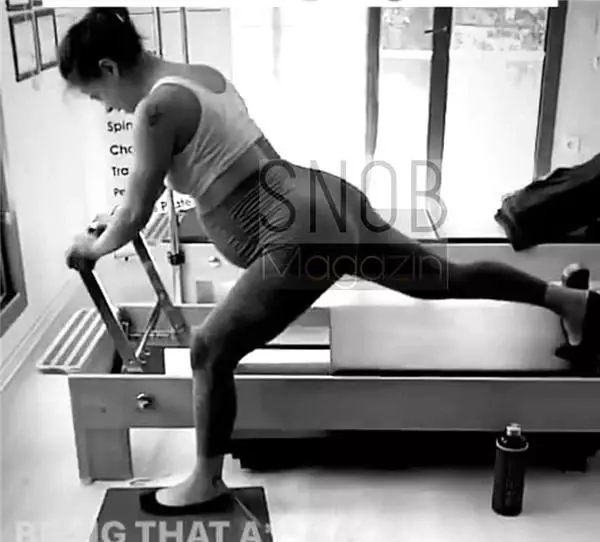 Karnı burnunda pilates yaptı