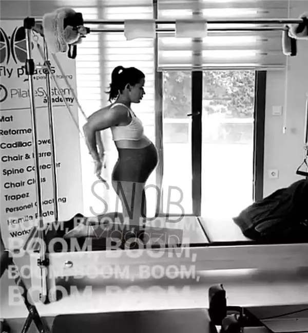 Karnı burnunda pilates yaptı