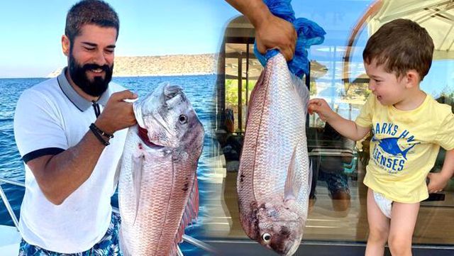 Burak Özçivit tuttuğu dev balığın fotoğrafını paylaştı, Fahriye Evcen'in yaptığı yorum güldürdü