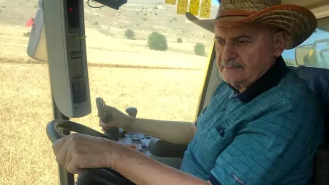 AK Parti Genel Başkanvekili Binali Yıldırım köyünde arpa hasadı yaptı