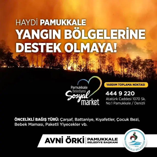Pamukkale yangın bölgeleri için el ele verdi