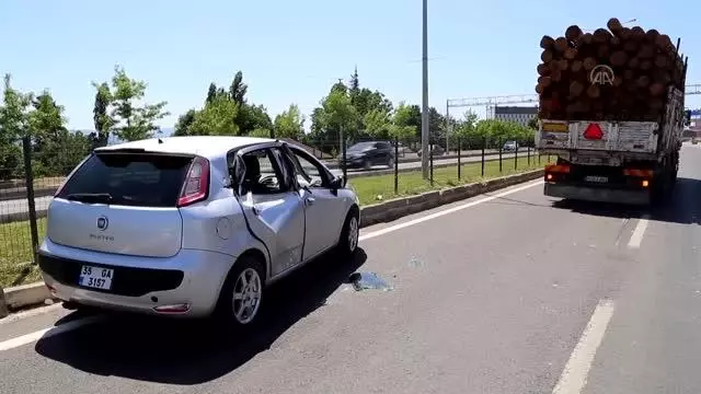 Tomruk yüklü kamyonun çarptığı kadın ağır yaralandı