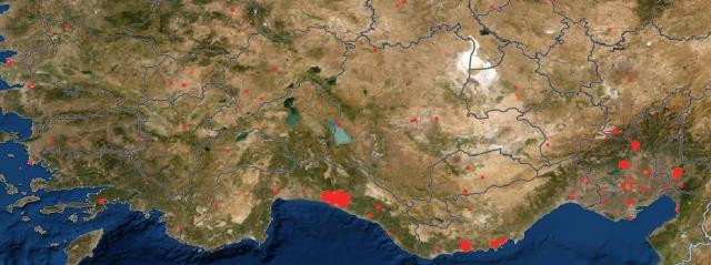 türkiye'de süren orman yangınları nasa'nın uydu görüntülerinde tespit edildi