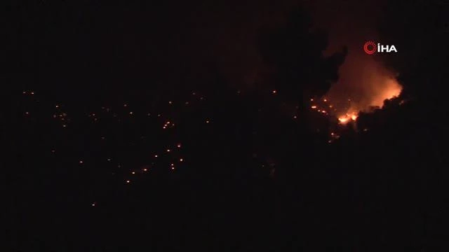 Yahyalı'daki Milli Park yangınında alevler geceyi aydınlattı