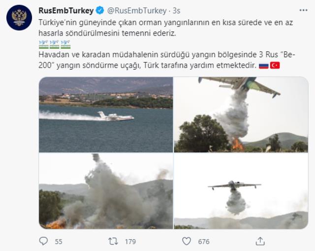 Yangın felaketleriyle sarsılan Türkiye'ye en büyük destek Rusya'dan! 3 uçakla söndürme çalışmalarına katıldılar