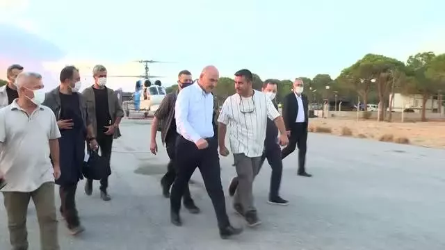 İçişleri Bakanı Soylu, Manavgat'taki yangın bölgesinde incelemelerde bulundu