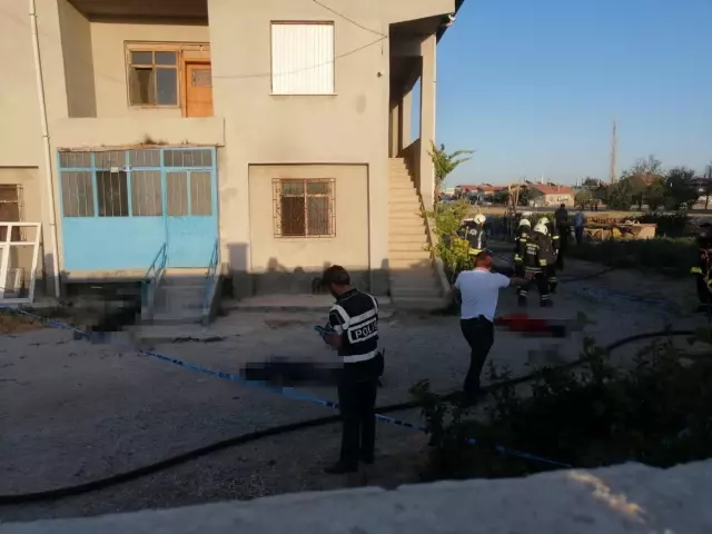 Konya'da 7 kişinin öldürüldüğü katliam evinden ilk görüntü! Cansız bedenler avluya dizilmiş