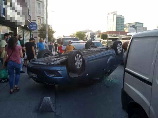Bayrampaşa'da kontrolden çıkan araç takla attı: 1 yaralı