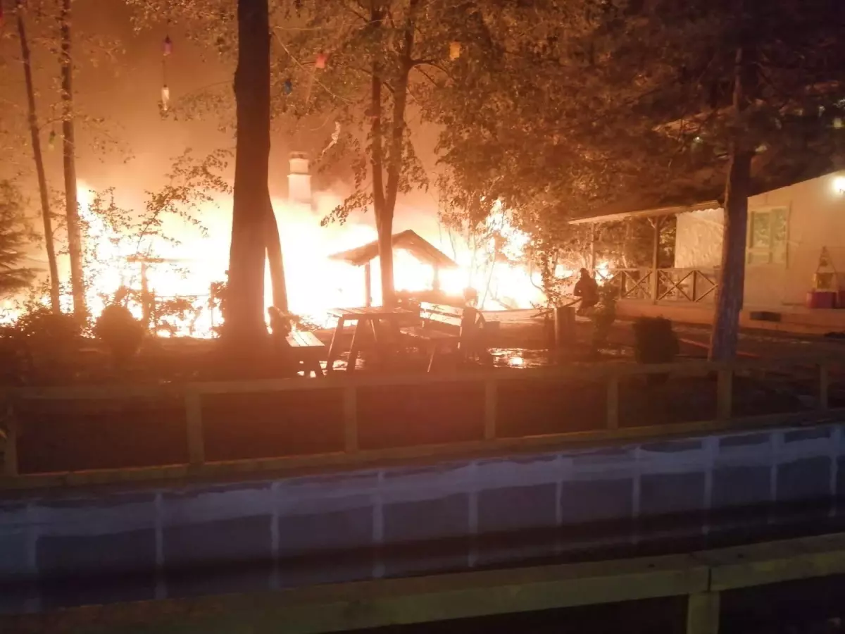 Son dakika haberi | Sapanca'da çıkan yangında ahşap restoran kullanılamaz hale geldi