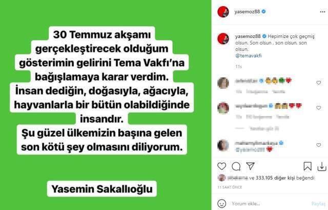 Ünlü isimler, yanan ormanların yeniden ağaçlandırılması için Tema Vakfı'na bağış yapmaya başladı