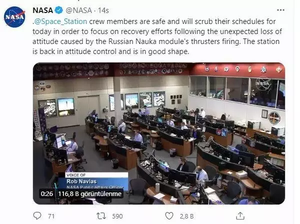 Uzay İstasyonu'nda Rus modülü yanlışlıkla ateşlendi, istasyon konumundan saptı