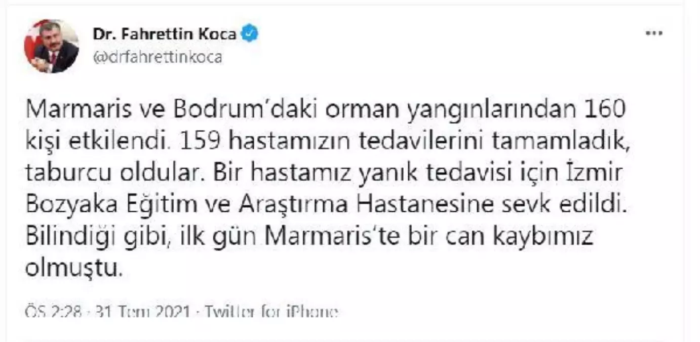 Son dakika haber! Bakan Koca, Manavgat'taki yangında can kaybının 5'e yükseldiğini, 400 kişinin taburcu edildiğini bildirdi
