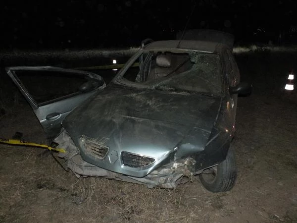Sürücüsünün, sürüye çarpmamak için ani manevra yaptığı otomobil şarampole devrildi: 1 ölü, 2 yaralı