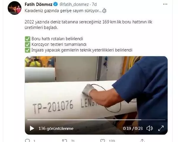 Son dakika haberi: Bakan Dönmez, deniz tabanına serilecek 169 kilometrelik boru hattının üretimlerinin başladığını duyurdu