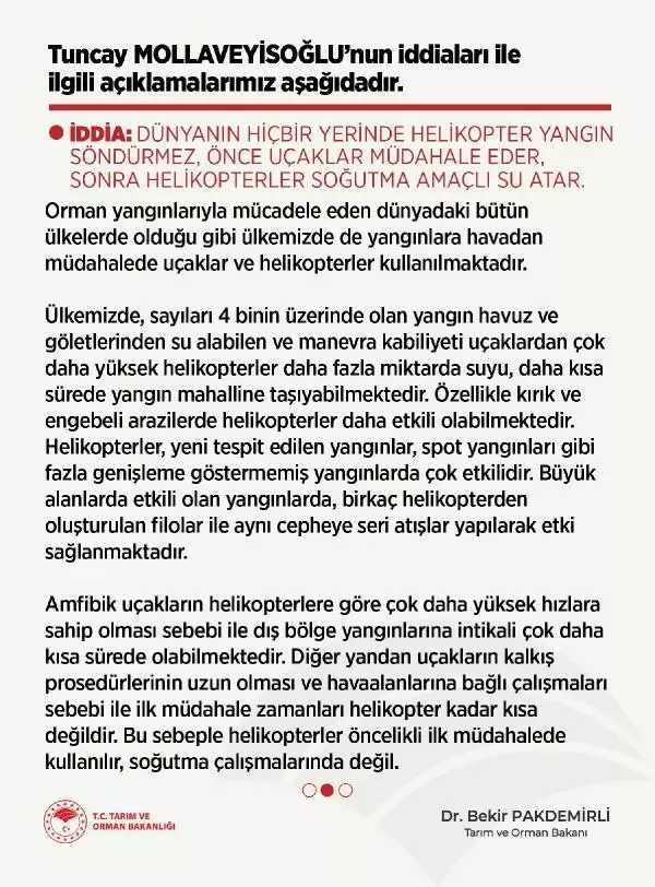 Pakdemirli: Ülkemizde yangın söndürme işinin özelleştirilmesi diye bir şey yoktur