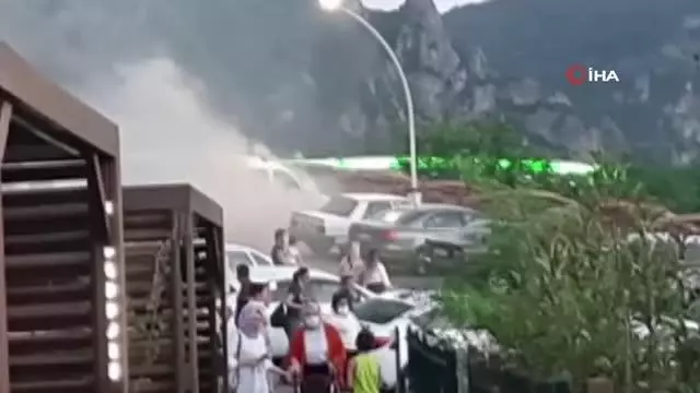 Park halindeki araç dakikalar içerisinde alevlere teslim oldu