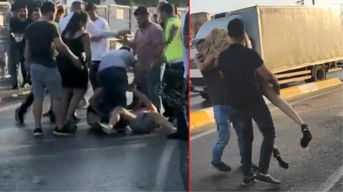 Taksim'de kadınların laf atma kavgası! Birbirlerinin saçlarından tutarak yerlerde sürüklediler, o anlar kamerada
