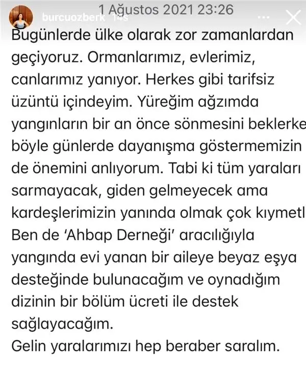 Aşk Mantık İntikam'ın başrolü Burcu Özberk, afetzedeler için harekete geçti