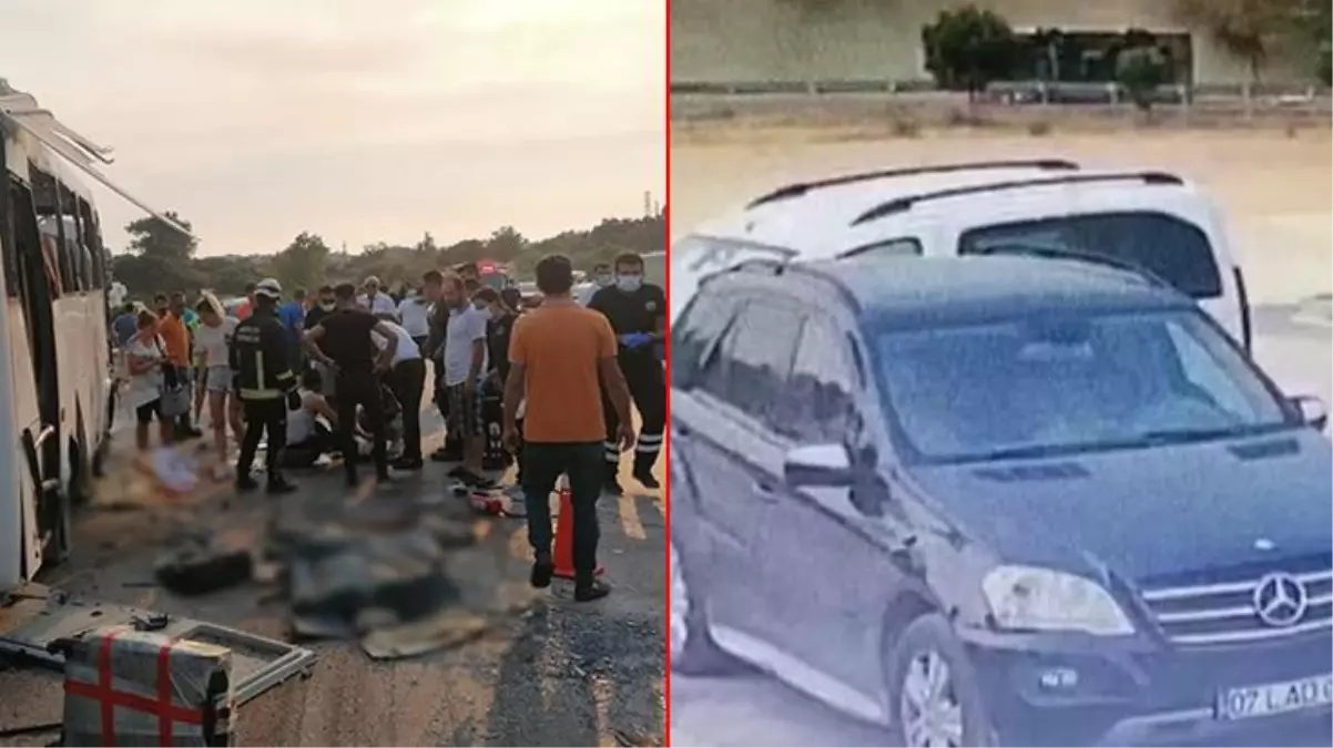 Antalya'da 3 turistin hayatını kaybettiği feci kaza güvenlik kameralarına yansıdı