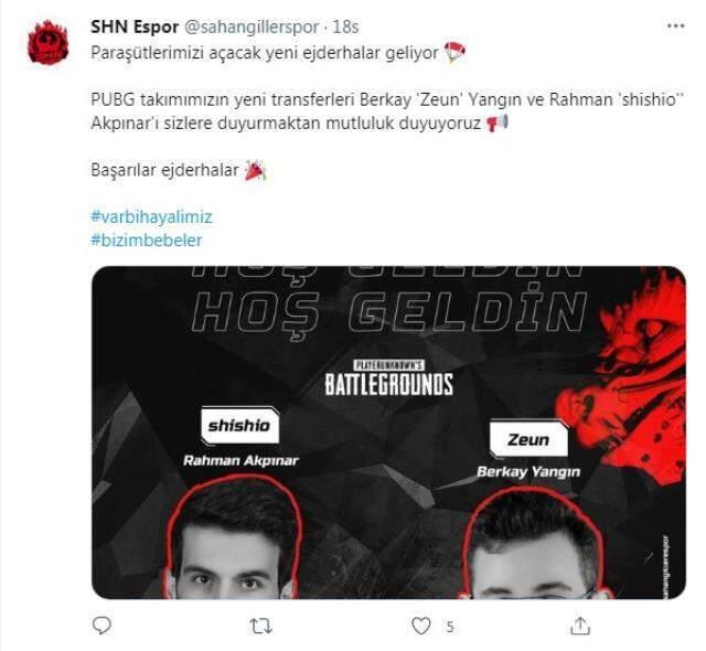 Şahangiller Espor, PUBG takımı için iki yeni transferini duyurdu!