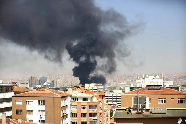 Cumhurbaşkanı Erdoğan'ın Anıtkabir ziyareti sırasında yangın çıktı, dumanlar bir gökyüzünü kapladı