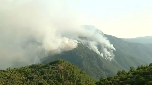 Gündoğmuş'taki orman yangınına müdahale ediliyor