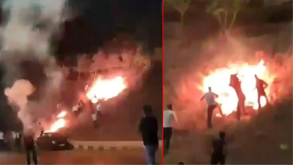 Düğünde atılan havai fişekler yangına sebep oldu! Alevler büyürken bile devam ettiler