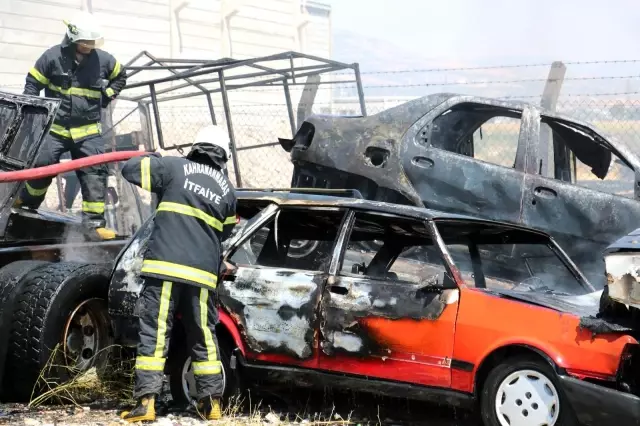 Kahramanmaraş'ta otoparktaki 71 araç yandı