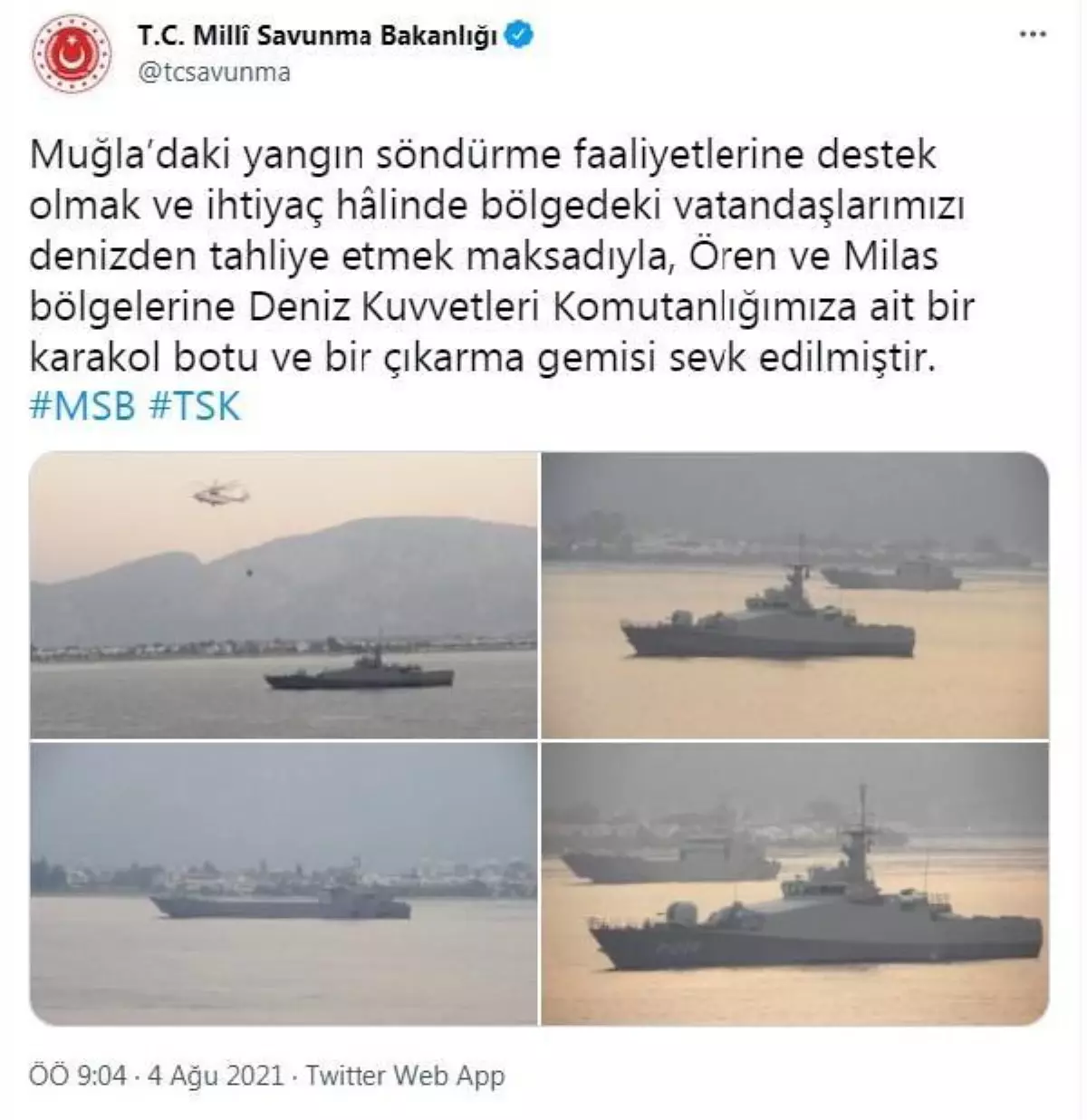 Muğla'ya karakol botu ve çıkarma gemisi sevk edildi