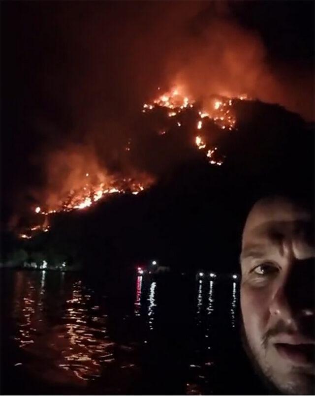 Yangın müdahale ekibine yardım eden Şahan Gökbakar, kontrol altına alınan ormanın son halini paylaştı