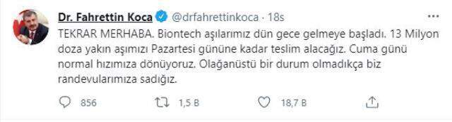 Son Dakika: Biontech aşısı geldi mi? Biontech aşısı bitti mi? Biontech aşısı ne zaman gelecek?