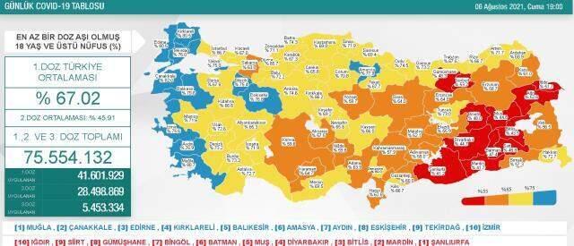 6 Ağustos Cuma Koronavirüs tablosu açıklandı! 6 Ağustos Cuma günü Türkiye'de bugün koronavirüsten kaç kişi öldü, kaç kişi düzgünleşti?