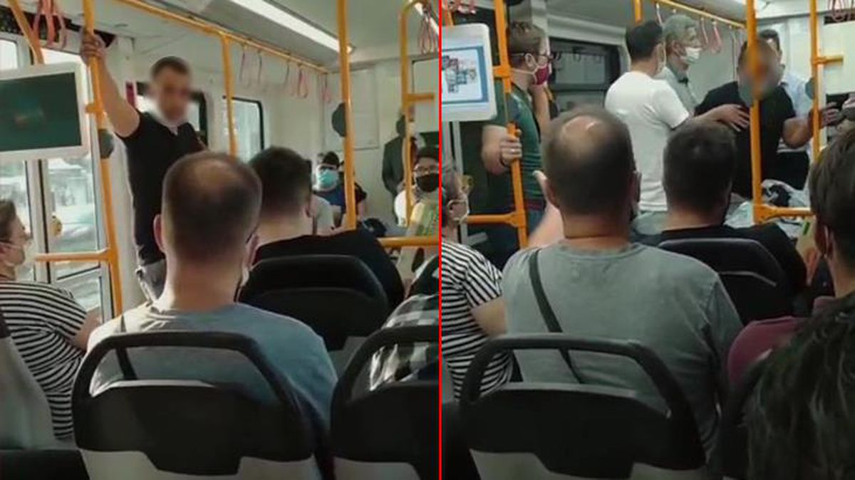 Metroya maskesiz binip 'Özel harekatçıyım' diyen şahıs vagondan zorla indirildi