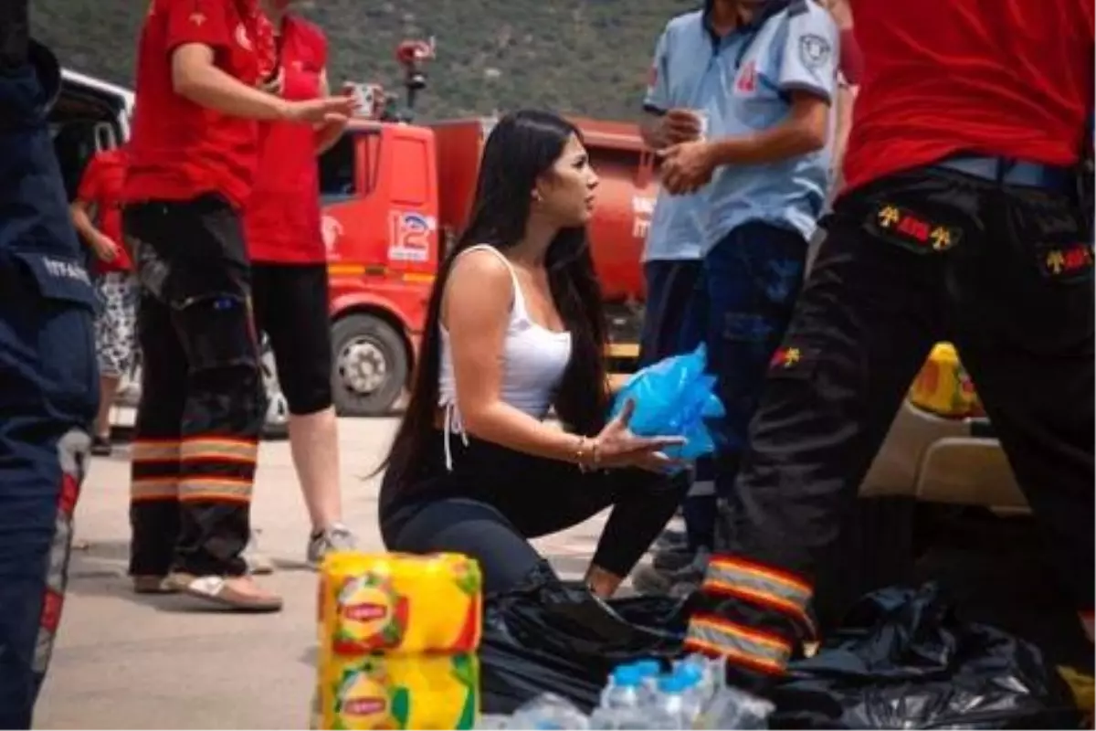 Sanatçı Azra Yünlü, yangınla mücadelede yardıma koştu