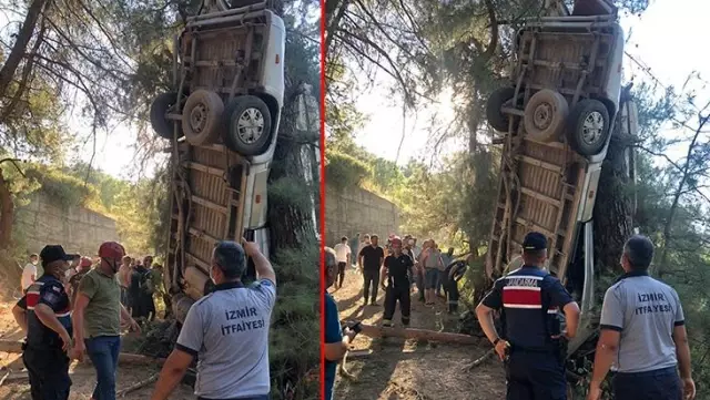 Son Dakika: İzmir'de servis minibüsü şarampole yuvarlandı: Meyyit ve yaralılar var