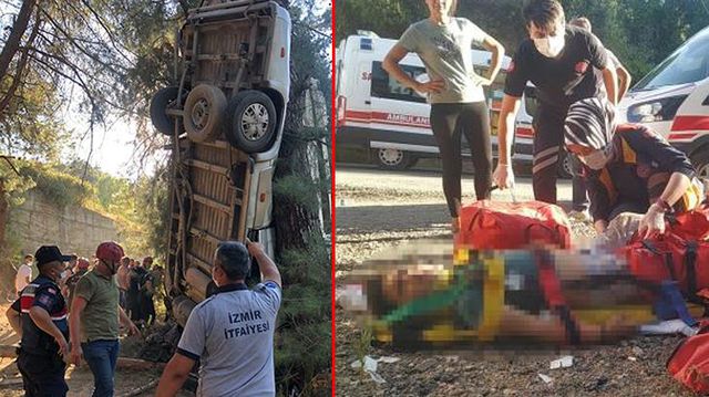 Son Dakika: İzmir'de servis minibüsü şarampole yuvarlandı: 6 ölü, 11 yaralı
