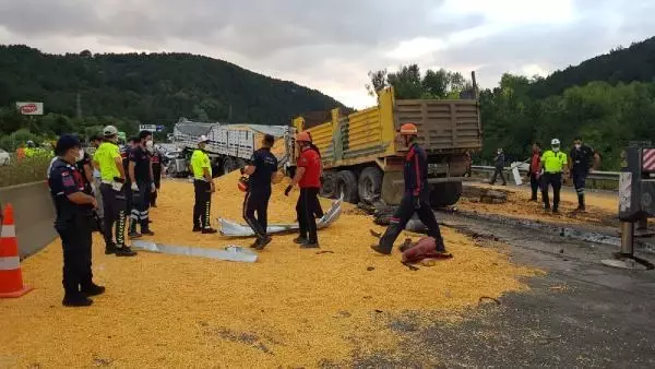 Son Dakika | TEM'de 3 TIR ile 1 kamyonun karıştığı kazada 1 kişi öldü, 2 kişi yaralandı (3)