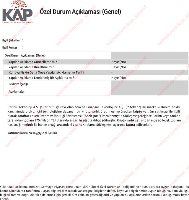 Fenerbahçe, kripto para projesinden 175 milyon TL hasılat elde edildiğini KAP'a bildirdi