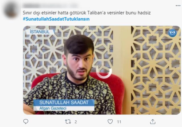 Türklere ağır hakaretler eden Afgan gazeteciye yansılar dinmiyor! "SunatullahSaadatTutuklansın" etiketi TT oldu