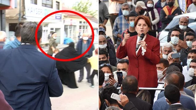 Akşener'in konuşması sırasında vatandaşın sorduğu '15 milletvekili' sorusu ortamı gerdi! Polis müdahale etti