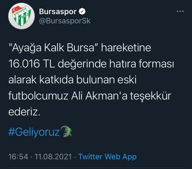 Bursaspor taraftarının Ali Akman öfkesi dinmiyor! Kulübe paylaşım sildirdiler