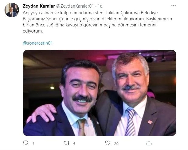 Çukurova Belediye Lideri Soner Çetin'in kalp damarlarına stent takıldı