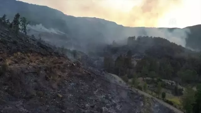 Drone - Bucak'taki orman yangınını söndürme çalışmaları sürüyor