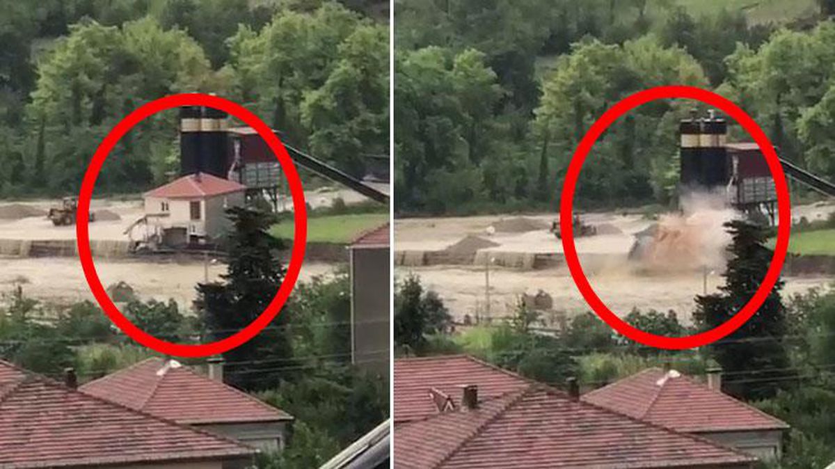 Selin şiddetini en iyi anlatan görüntü! Beton şantiyesinin binasını tuzla buz etti