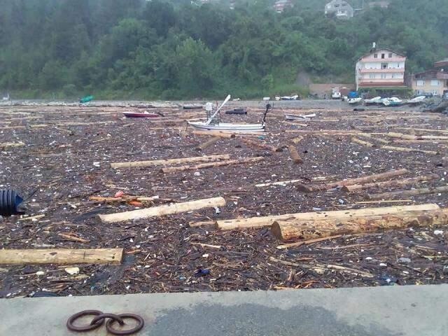 Sinop'ta bir ev sele kapılarak yıkıldı, çevredeki vatandaşlar çatılara çıkıp yardım istedi