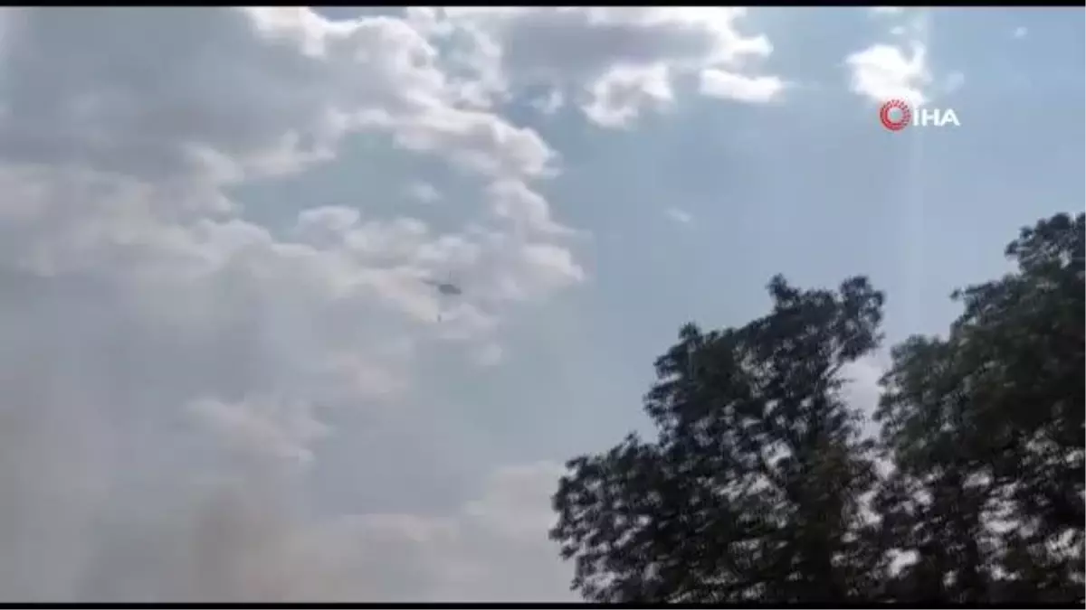 Uşak'ta çıkan yangına havadan müdahale ediliyor