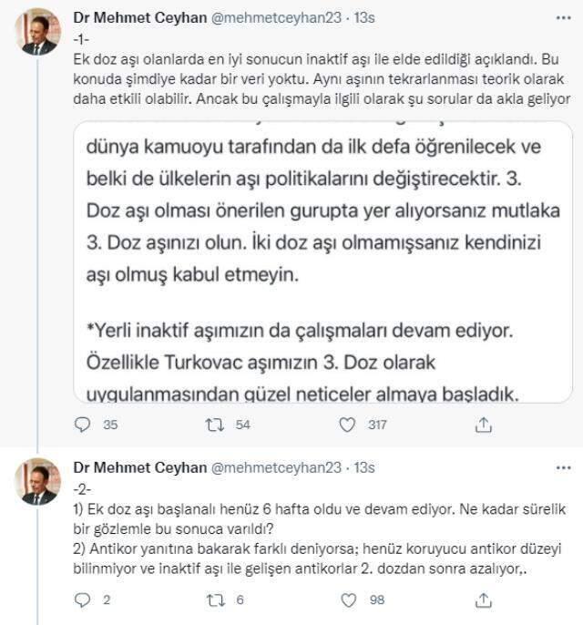 Mehmet Ceyhan, Bakan Koca'ya sordu: Madem inaktif aşı daha hami, neden hâlâ ek doz olarak mRNA aşısı yapılıyor?