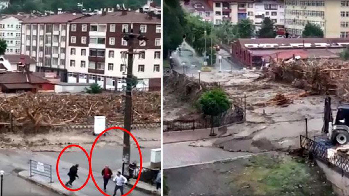 Bozkurt'taki selde sular tsunami gibi vurdu! İnsanlar can havliyle etrafa kaçıştı